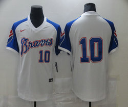 Nike Atlanta Braves #10 Chipper Jones White Throwback Home Cooperstown Authentic Stitched MLB Jersey