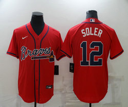 Nike Atlanta Braves #12 Jorge Soler Red Game Authentic Stitched MLB Jersey