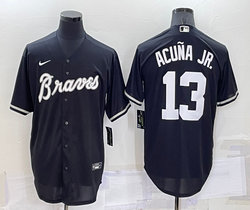 Nike Atlanta Braves #13 Ronald Acuna Jr Black Inverted Legend Game Authentic Stitched MLB Jersey