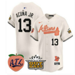 Nike Atlanta Braves #13 Ronald Acuna Jr Cream 5(V) Joint MLB Jersey