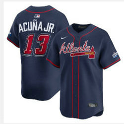 Nike Atlanta Braves #13 Ronald Acuna Jr Navy 2025 Speedway Classic MLB Jersey