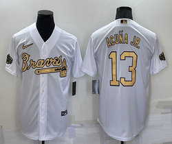 Nike Atlanta Braves #13 Ronald Acuna Jr White 2022 All Star Authentic Stitched MLB Jersey