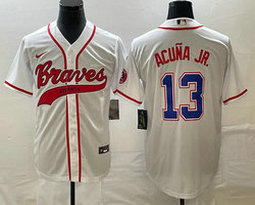 Nike Atlanta Braves #13 Ronald Acuna Jr White Joint Authentic Stitched baseball jersey