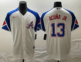 Nike Atlanta Braves #13 Ronald Acuna Jr white 2023 City Authentic Stitched MLB Jerseys