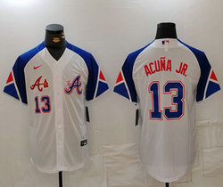 Nike Atlanta Braves #13 Ronald Acuna Jr white Throwback City Authentic Stitched MLB Jerseys