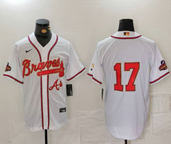 Nike Atlanta Braves #17 White World Series Champions Game Authentic Stitched MLB jersey