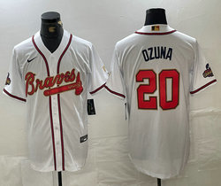 Nike Atlanta Braves #20 Marcell Ozuna White World Series Champions Game Authentic Stitched MLB jersey