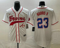 Nike Atlanta Braves #23 Michael Harris II White team patch front Joint Authentic Stitched baseball jersey
