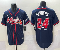 Nike Atlanta Braves #24 Deion Sanders Navy Fashion Authentic Stitched MLB Jersey