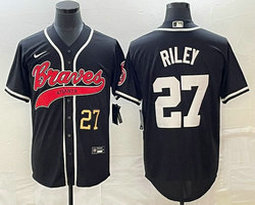 Nike Atlanta Braves #27 Austin Riley Black Gold #27 front Joint Authentic Stitched baseball jersey