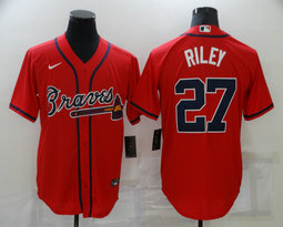 Nike Atlanta Braves #27 Austin Riley Red Game Authentic Stitched MLB Jersey