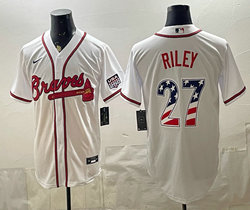 Nike Atlanta Braves #27 Austin Riley White 250 Fourth Of July Stadium Jersey