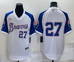 Nike Atlanta Braves #27 Austin Riley white Pullover Throwback Authentic Stitched MLB Jersey