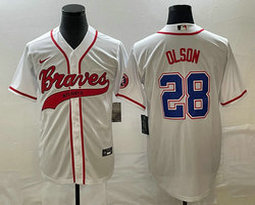 Nike Atlanta Braves #28 Matt Olson White Joint Authentic Stitched baseball jersey