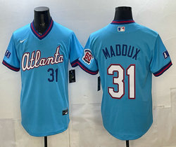 Nike Atlanta Braves #31 Greg Maddux With 60 Patch Powder Blue 2026 City Stadium Jersey