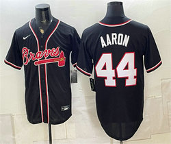 Nike Atlanta Braves #44 Hank Aaron 2026 Fashion Replica Black Out Stitched Baseball Jersey