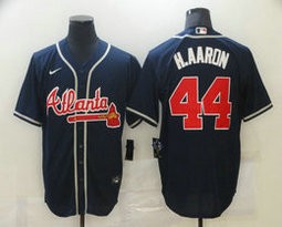 Nike Atlanta Braves #44 Hank Aaron Blue Game Authentic stitched MLB jersey