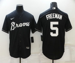 Nike Atlanta Braves #5 Freddie Freeman Black Game Authentic Stitched MLB Jersey
