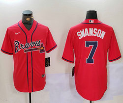 Nike Atlanta Braves #7 Dansby Swanson Red Game Authentic Stitched MLB Jersey