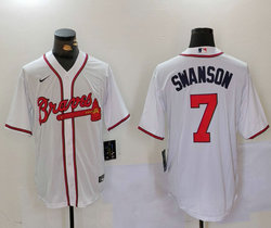 Nike Atlanta Braves #7 Dansby Swanson White Game Authentic Stitched MLB Jersey