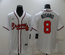 Nike Atlanta Braves #8 Eddie Rosario White Game Authentic Stitched MLB Jersey