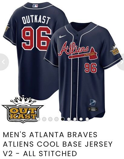 Nike Atlanta Braves #96 Outkast Navy Game jersey
