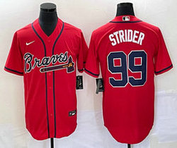 Nike Atlanta Braves #99 Spencer Strider Red Game Authentic Stitched MLB jersey