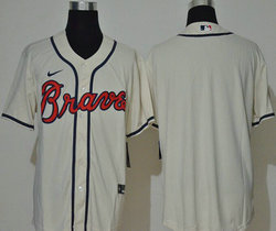 Nike Atlanta Braves #Blank Cream Game Authentic Stitched MLB Jersey