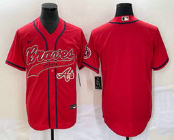 Nike Atlanta Braves Blank Red Joint Team Logo front Authentic Stitched baseball jersey