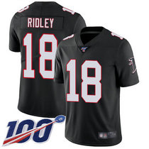 Nike Atlanta Falcons #18 Calvin Ridley With 100th Season Patch Black Vapor Untouchable Authentic stitched NFL jersey