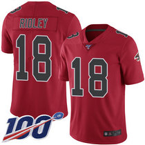 Nike Atlanta Falcons #18 Calvin Ridley With 100th Season Patch Red Rush Authentic stitched NFL jersey