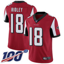 Nike Atlanta Falcons #18 Calvin Ridley With 100th Season Patch Red Vapor Untouchable Authentic stitched NFL jersey