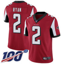 Nike Atlanta Falcons #2 Matt Ryan With 100th Season Patch Red Vapor Untouchable Authentic stitched NFL jersey
