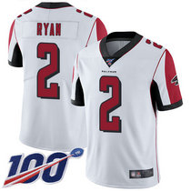 Nike Atlanta Falcons #2 Matt Ryan With 100th Season Patch White Vapor Untouchable Authentic stitched NFL jersey