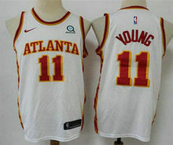 Nike Atlanta Hawks #11 Trae Young White New Game With Advertising patch Authentic Stitched NBA jersey