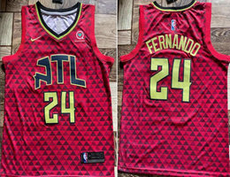 Nike Atlanta Hawks #24 Bruno Fernando Red Game With Advertising patch Authentic Stitched NBA jersey