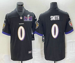 Nike Baltimore Ravens #0 Roquan Smith Black Vapor Untouchable With 2024 Super Bowl (LVIII ) patch Jersey