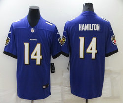 Nike Baltimore Ravens #14 Kyle Hamilton Purple Vapor Untouchable Authentic Stitched NFL Jersey