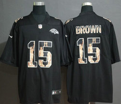 Nike Baltimore Ravens #15 Marquise Brown Black Statue of Liberty Authentic Stitched NFL jersey