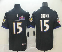 Nike Baltimore Ravens #15 Marquise Brown Black Vapor Untouchable With 2024 Super Bowl (LVIII ) patch Jersey