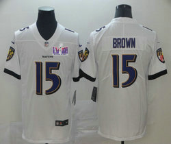 Nike Baltimore Ravens #15 Marquise Brown White Vapor Untouchable With 2024 Super Bowl (LVIII ) patch Jersey
