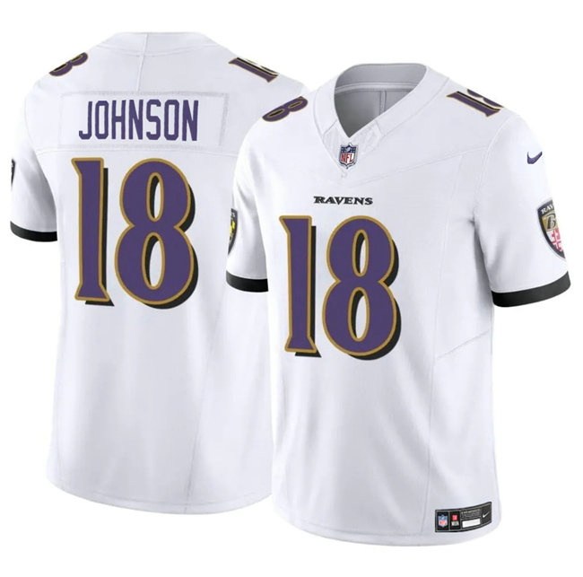 Nike Baltimore Ravens #18 Diontae Johnson White Football Jersey