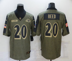 Nike Baltimore Ravens #20 Ed Reed 2021 salute to service Authentic Stitched NFL Jersey