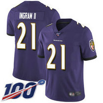 Nike Baltimore Ravens #21 Mark Ingram II 100th Season Purple Vapor Untouchable Limited Authentic Stitched NFL Jersey