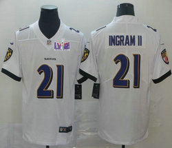 Nike Baltimore Ravens #21 Mark Ingram II White Vapor Untouchable With 2024 Super Bowl (LVIII ) patch Jersey
