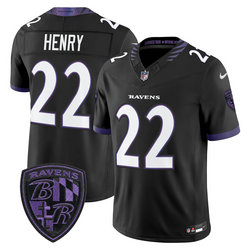 Nike Baltimore Ravens #22 Derrick Henry Black 2026 Authentic Stitched NFL Jersey