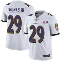 Nike Baltimore Ravens #29 Earl Thomas III White Vapor Untouchable With 2024 Super Bowl (LVIII ) patch Jersey