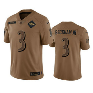 Nike Baltimore Ravens #3 Odell Beckham Jr. 2023 Brown Salute To Service Authentic Stitched NFL Jersey