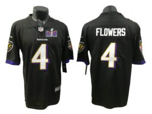 Nike Baltimore Ravens #4 Zay Flowers Black Vapor Untouchable With 2024 Super Bowl (LVIII ) patch Jersey