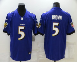 Nike Baltimore Ravens #5 Marquise Brown Purple Vapor Untouchable Authentic Stitched NFL Jersey